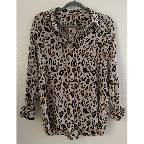 & Other Stories Leopard Animal Print 100% Silk Button Down Blouse - Picture 2 of 11